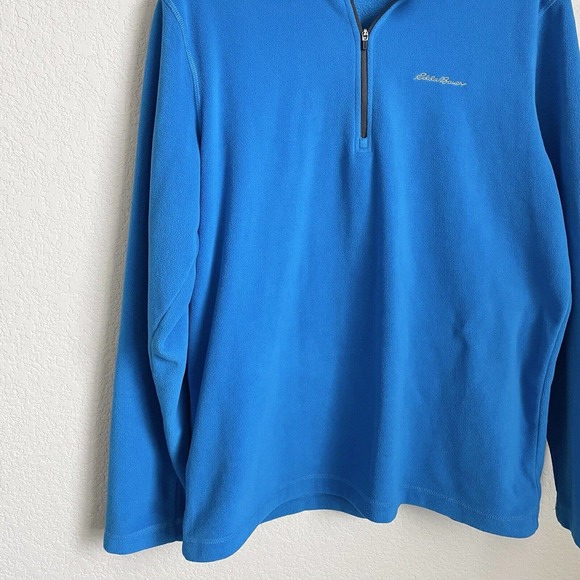 Eddie Bauer Sweater Mens Medium Blue Fleece Mid Zip Athleisure Outdoor Spring - Picture 2 of 10